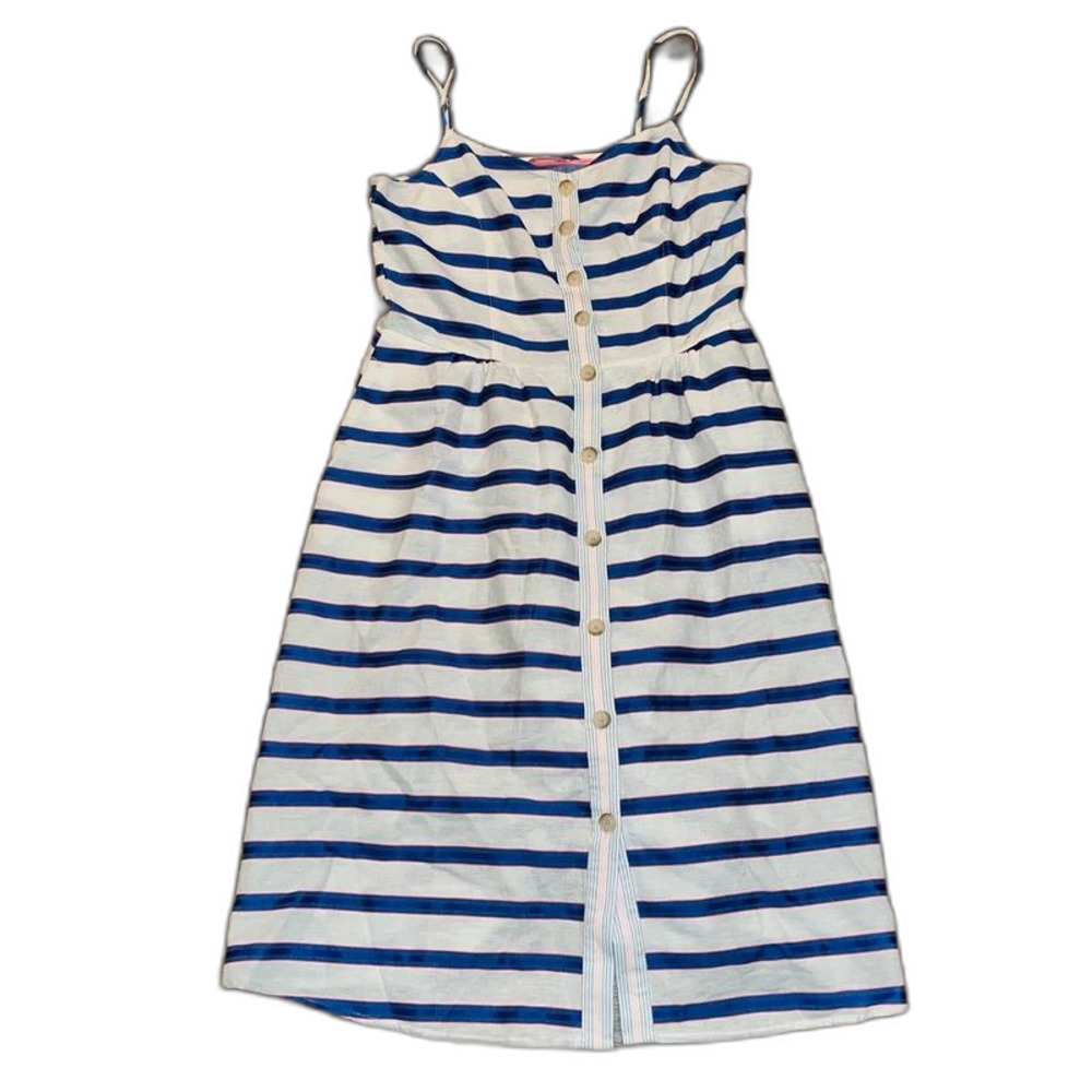 Joules linen blend stripe midi dress